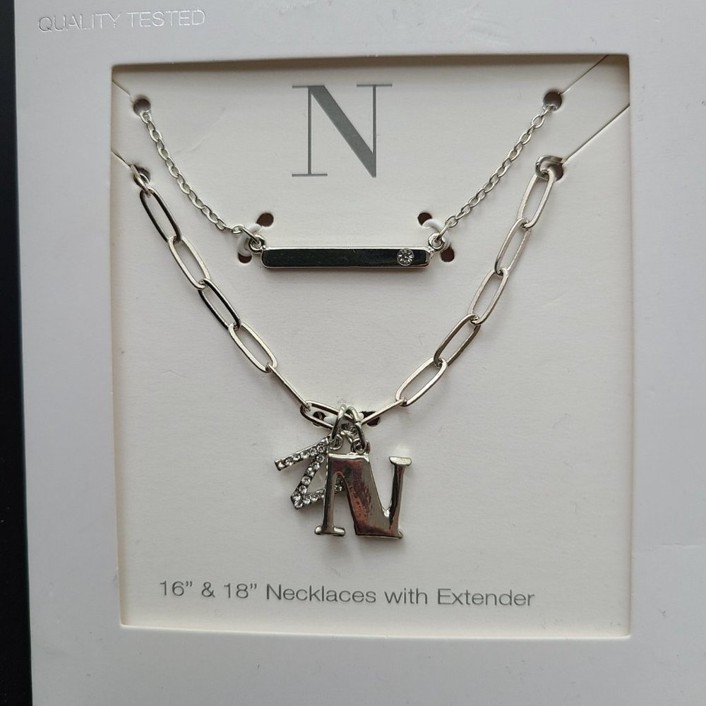 Time and Tru Set of 2 - 16" & 18" Necklaces with Extender Letter "N" - Picture 4 of 7